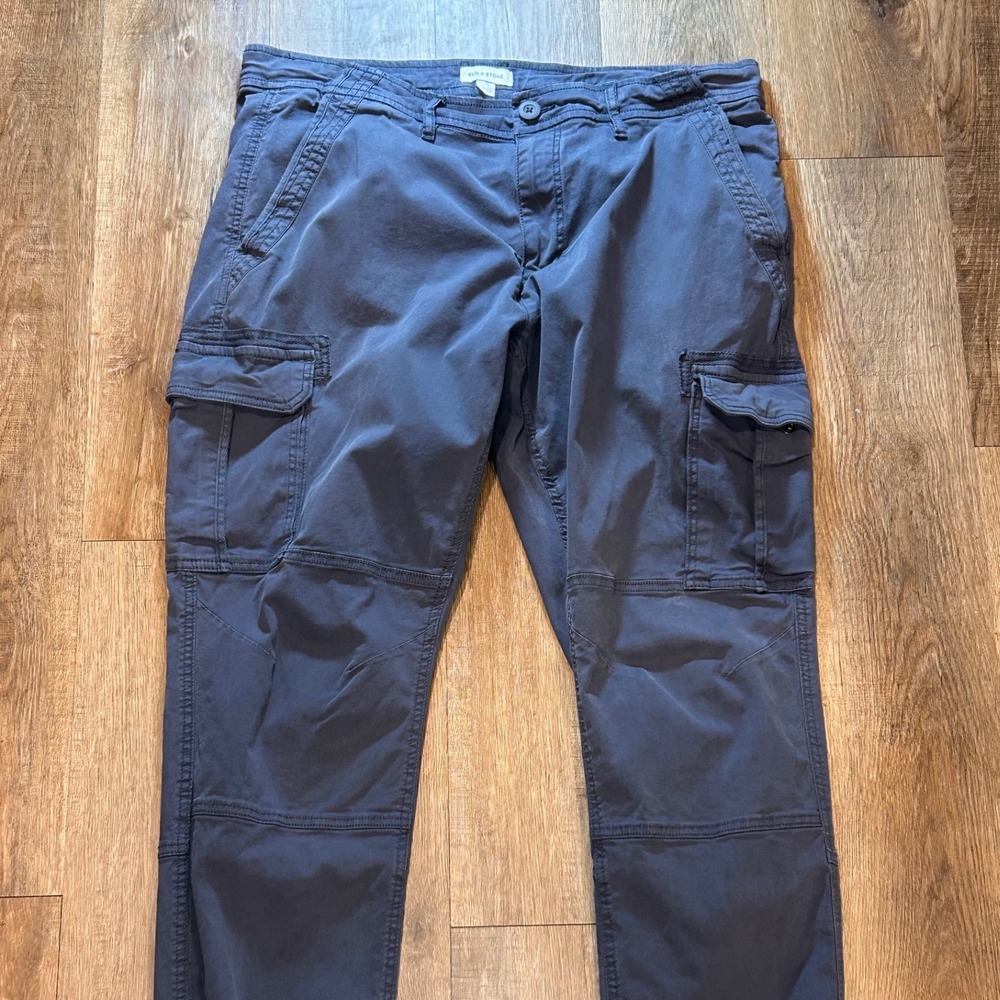 Sun + Stone Mens Cargo Pants Gray Size 38 Straight Leg Gorpcore Cabincore Cotton